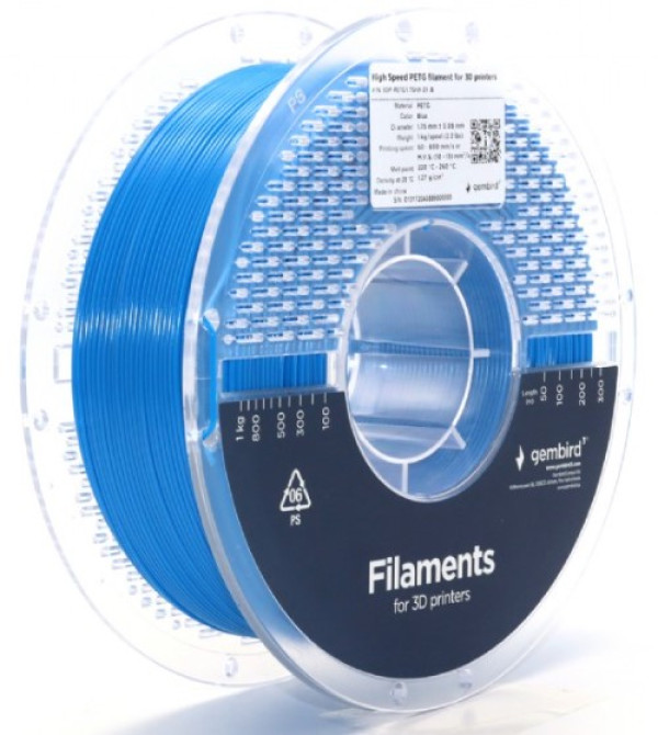 Gembird High Speed PETG filament 1,75 mm, 1 kg, plavi 3DP-PETG1.75HY-01-B