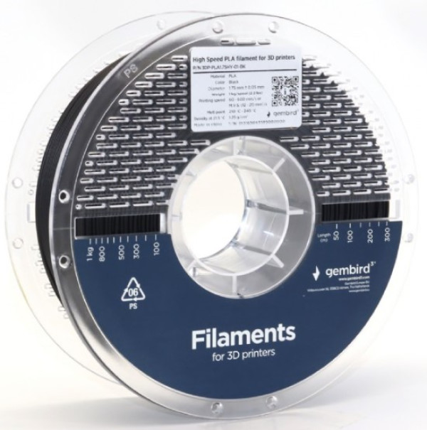 Gembird 3DP-PLA1.75HY-01-BK High Speed PLA filament 1,75 mm, 1 kg