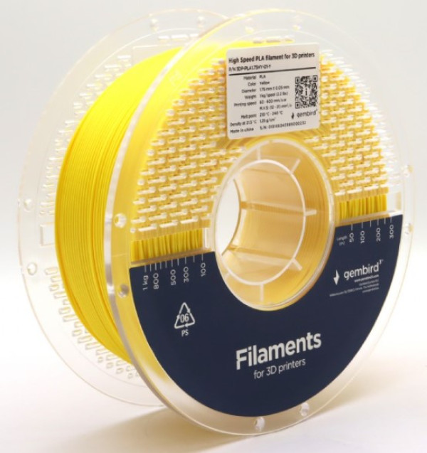 Gembird 3DP-PLA1.75HY-01-Y PLA filament 1,75 mm, 1 kg, žuti