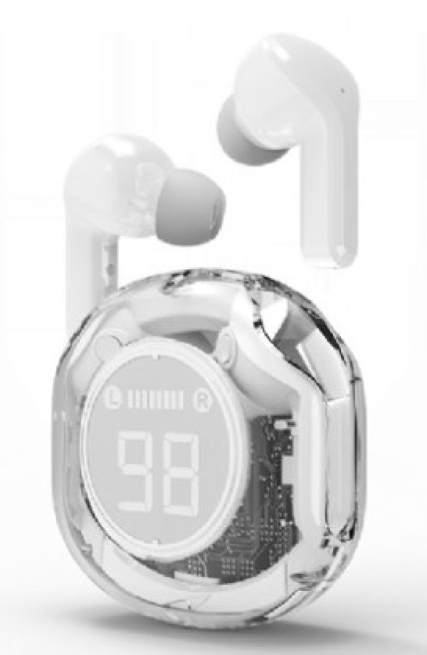 Gembird TWST-01-W transparentne TWS slušalice sa LCD kućištem