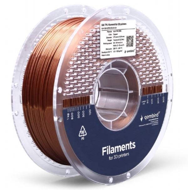 Gembird 3DP-STPU1.75-01-CO Silk TPU filament 1,75 mm 1 kg bakarni