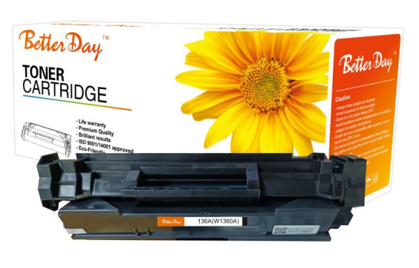 BetterDay 136A/W1360A crni zamenski toner sa čipom, 1.150 strana