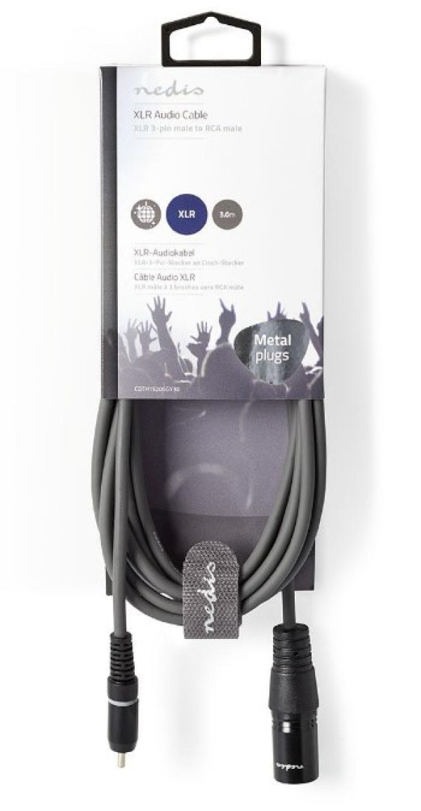 Nedis COTH15205GY30 XLR-RCA audio kabl 3 m, tamnosiv