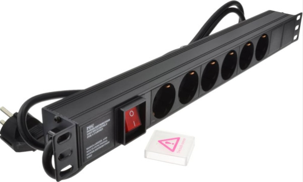 ExeLink 19″/1U PDU panel sa 6 Schuko utičnica i kablom 2 m