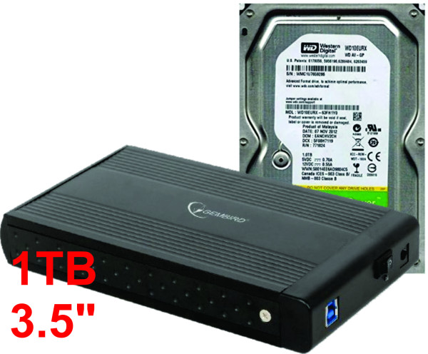 Gembird EE3-U3S-3 set sa WD10EURX 1TB HDD-om, USB 3.0