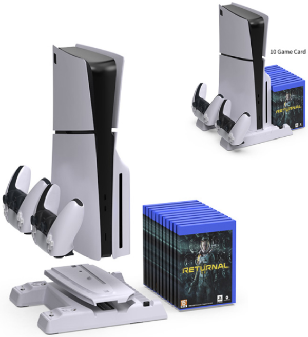 DOBE TP5-3537B multifunkcionalni stalak za PS5 i PS5 Slim, 2 kontrolera