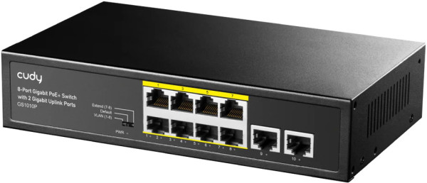 Cudy GS1010P 1.0 Gigabit PoE+ switch, 8 PoE+ porta i 2 uplinka