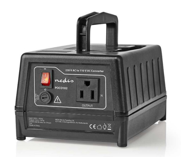 Nedis POCO102 pretvarač napona 230 V na 110 V, 270 W, crni