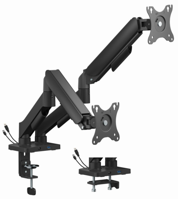Gembird MA-DA2U-01 nosač za 2 monitora 17–32" sa USB portovima
