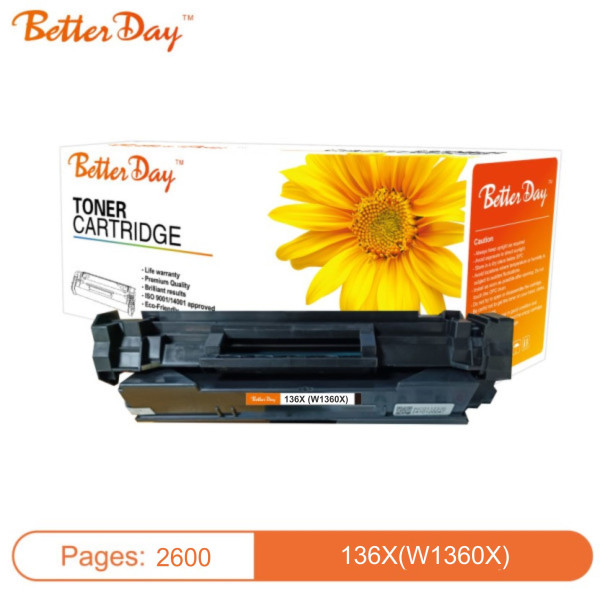 BetterDay 136X W1360X crni toner sa čipom, 2.600 strana