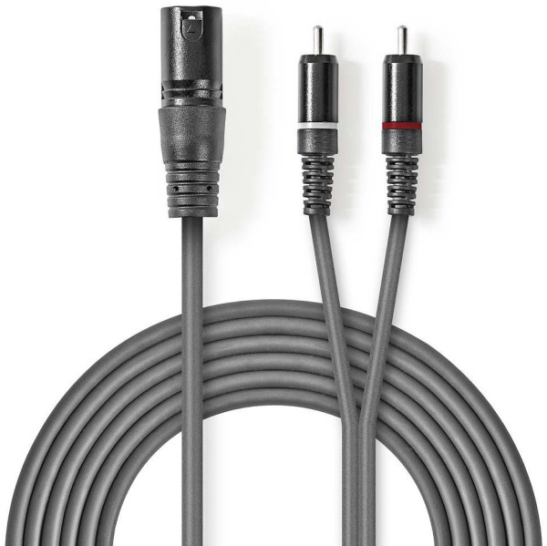 Nedis COTH15200GY15 balansirani XLR–2xRCA audio kabl, 1,5 m