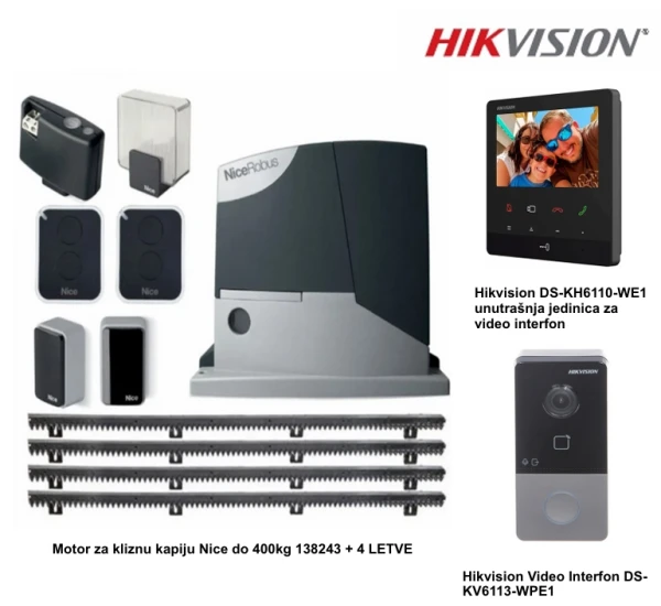 SET Nice RD400 138243 motor za kliznu kapiju do 400 kg sa Hikvision video interfonom