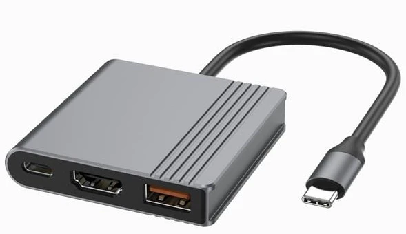 Gembird A-CM-COMBO3-05 USB-C 3-u-1 adapter, HDMI 4K 60Hz i PD 90W