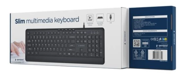 Gembird KB-MCH-05 tanka žičana multimedijalna tastatura, crna, US raspored