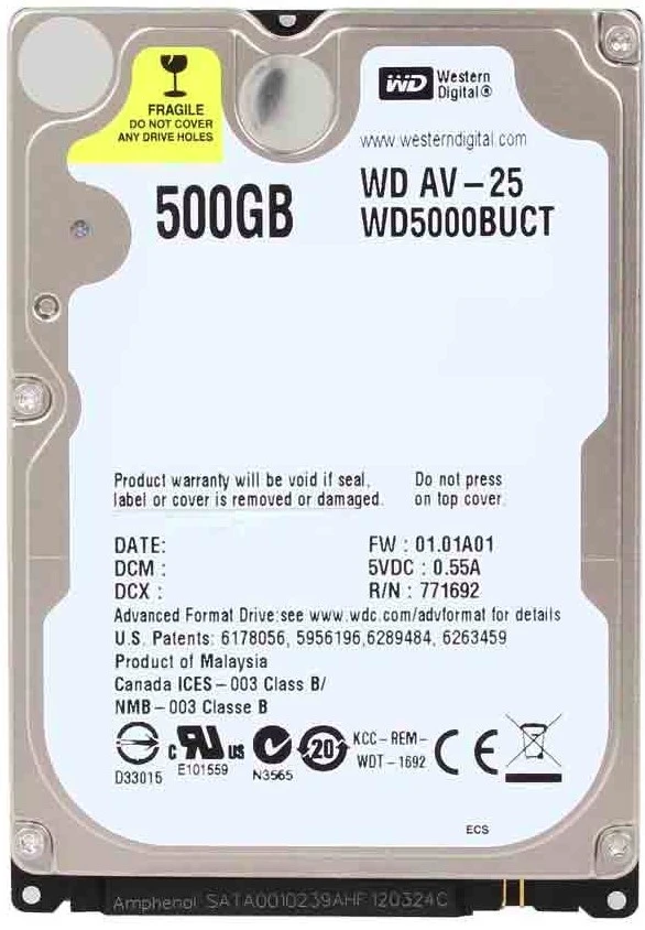 WD WD5000BUCT AV-25 interni HDD 500 GB, 2,5" SATA, 5400 rpm