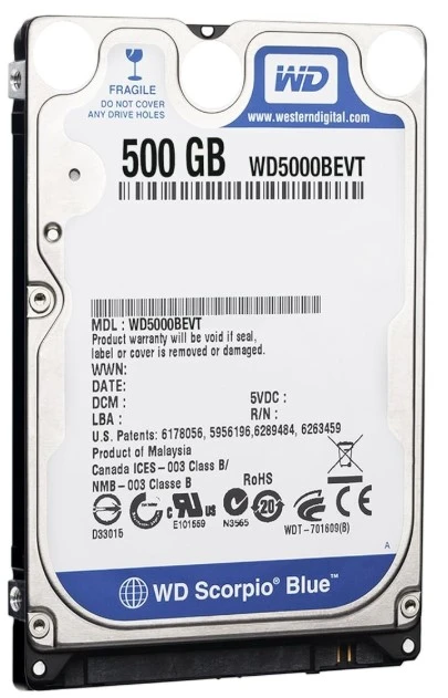 Western Digital WD5000BEVT Scorpio Blue 500 GB 2.5″ SATA HDD, 5400 rpm