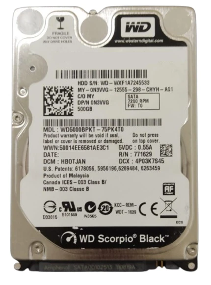 WD Scorpio Black WD5000BPKT 500 GB 2,5" SATA HDD, 7200 rpm, 16 MB