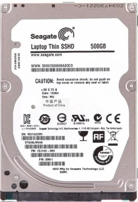 Seagate ST500LM000 Laptop Thin SSHD 500 GB, 2.5″ SATA 6 Gb/s, 7 mm