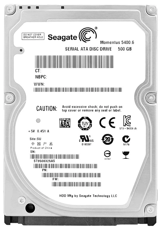 Seagate Momentus 5400.6 ST9500325AS 500 GB 2,5" SATA HDD, 5400 rpm