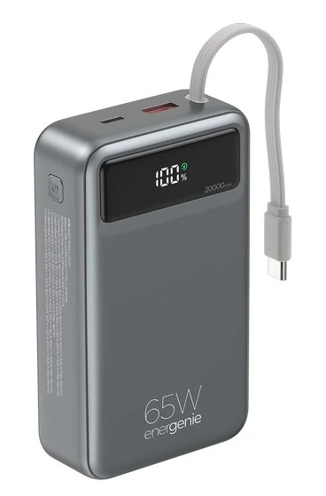 Gembird PB20-PD65-LCD-01 power bank 20.000 mAh, 65 W, sa USB-C kablom