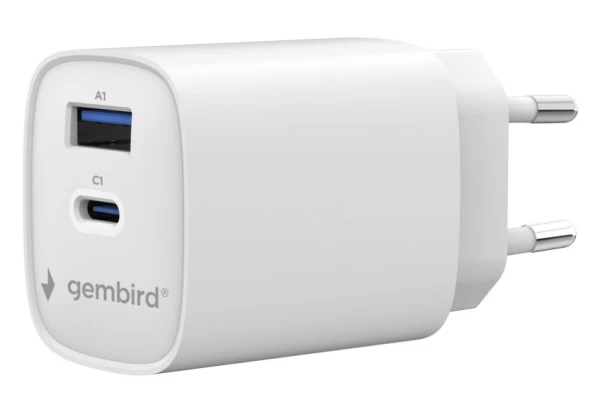 Gembird TA-UC-1A1C-PD45-01-W USB punjač 45 W, USB-C + USB-A