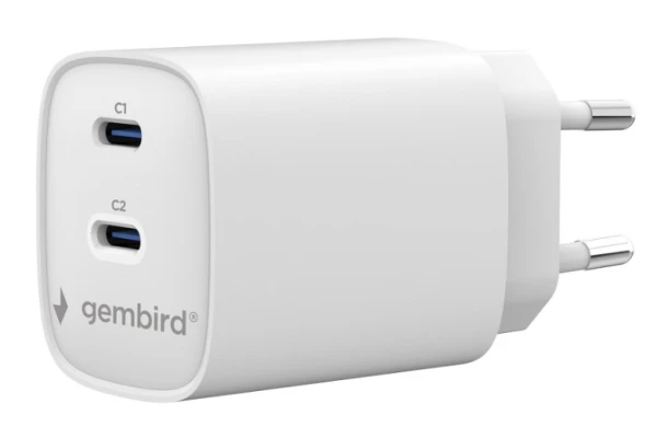 Gembird TA-UC-2C-PD45-01-W USB-C punjač 45 W, 2 porta