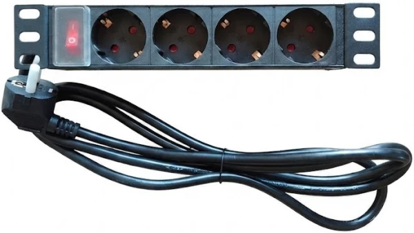 ExeLink PDU panel 10 inča, 1U, 4 Schuko utičnice, aluminijum