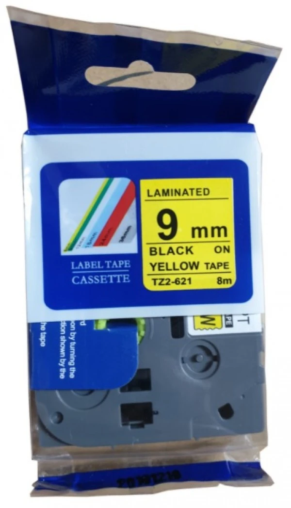 TZ2-621 laminirana traka 9 mm, crna slova na žutoj, 8 m