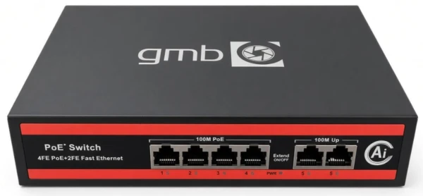 Gembird FS1006P PoE+ svič, 4 PoE i 2 uplink porta