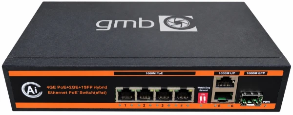 GMB POE-GS1006PS1 Gigabit PoE switch 4× PoE, 65 W
