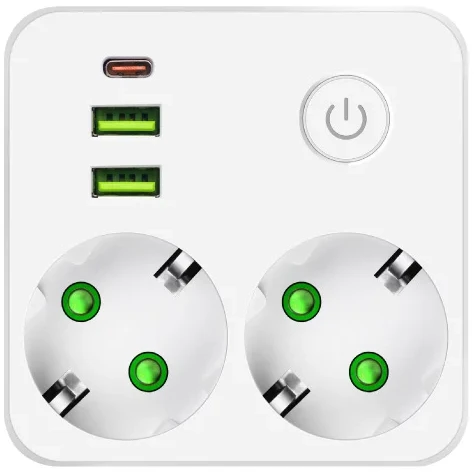 Prosto NV86U/WH strujni razdelnik, 2 Šuko + 2 USB-A + USB-C