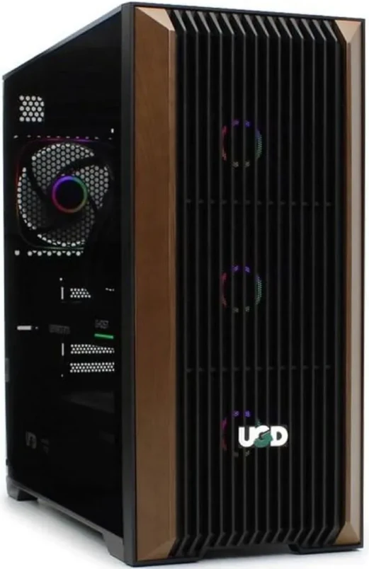 UGD COOPER37 Midi Tower ATX kućište bez napajanja, 4x ARGB ventilator, crno-braon