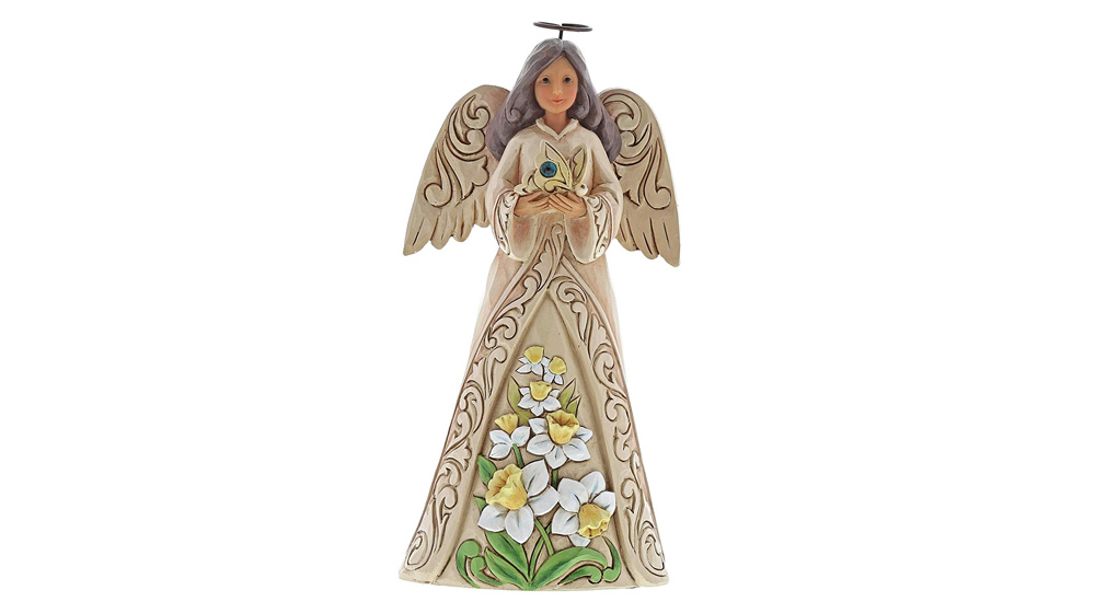 Jim Shore December Angel figurica sa belim i žutim cvećem, 031707