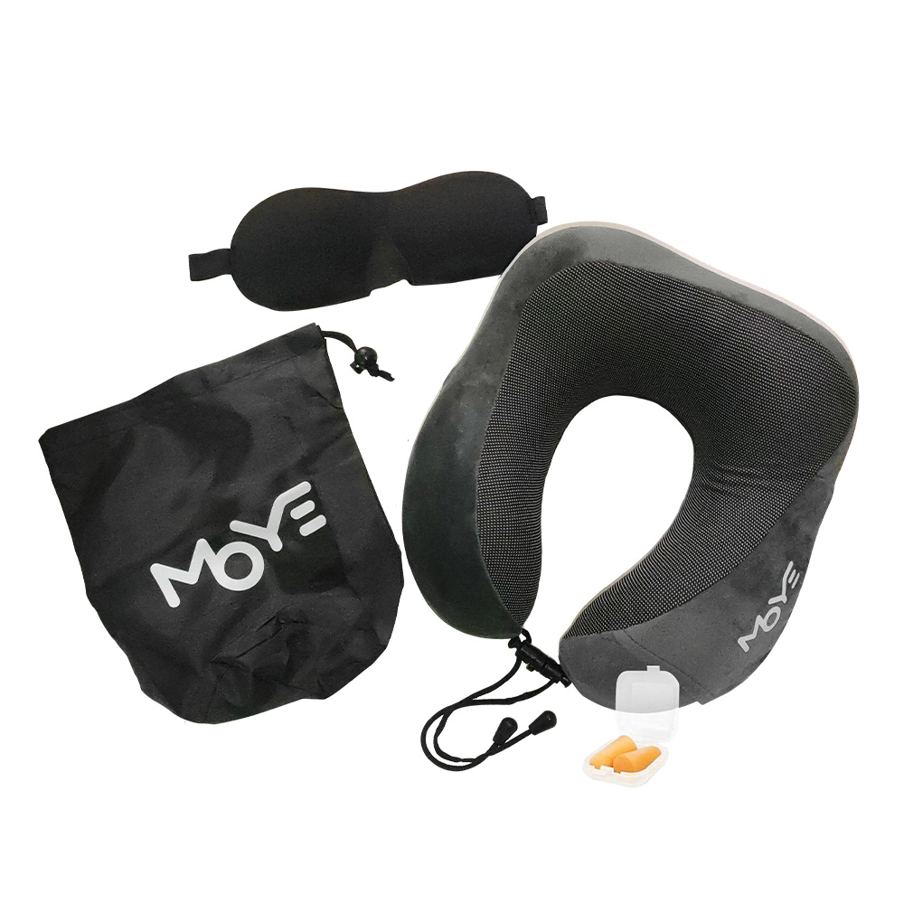 MOYE Neck Pillow Grey putni jastuk za vrat sa maskom i čepićima
