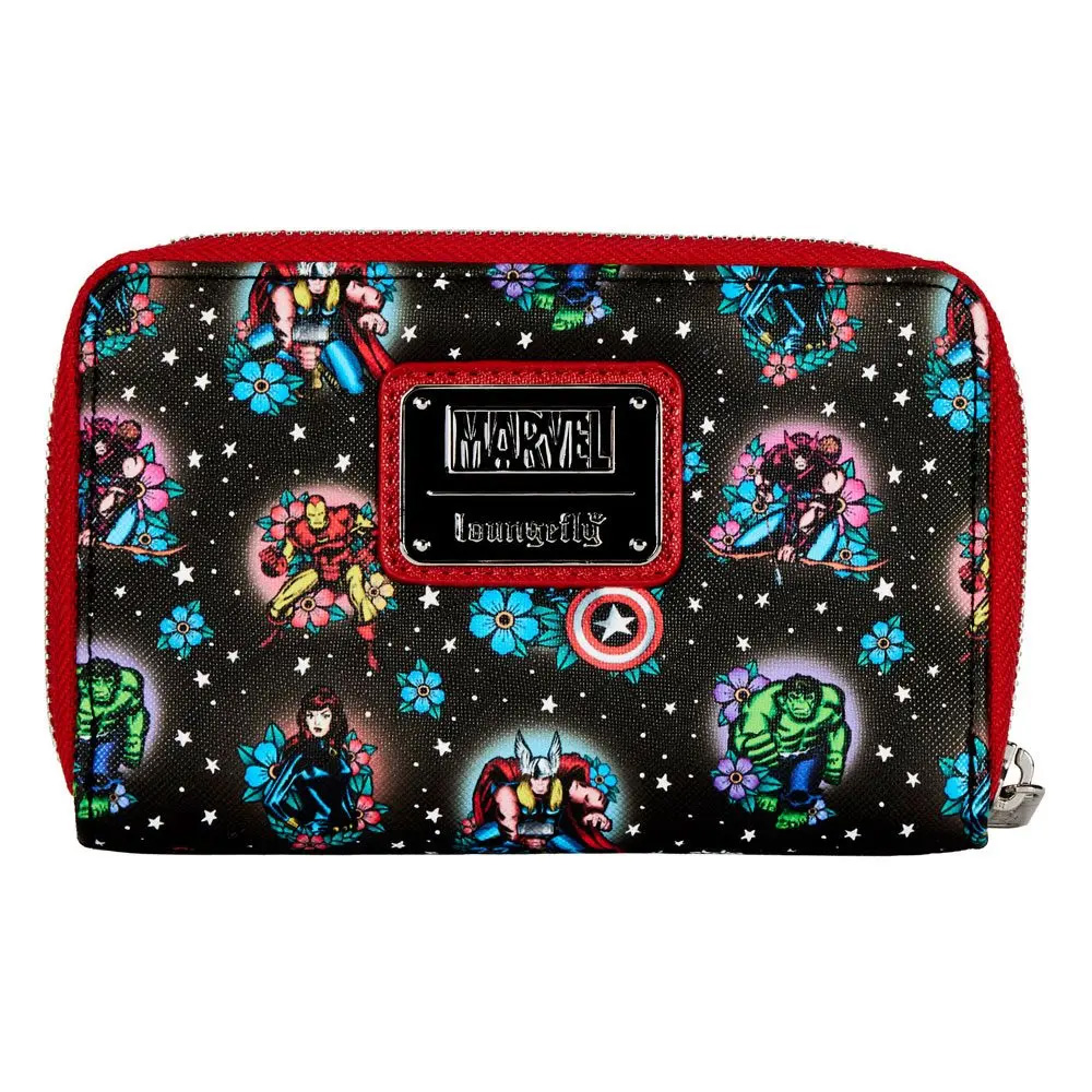 Loungefly Marvel Avengers Tattoo Zip Around novčanik sa 4 pregrade za kartice