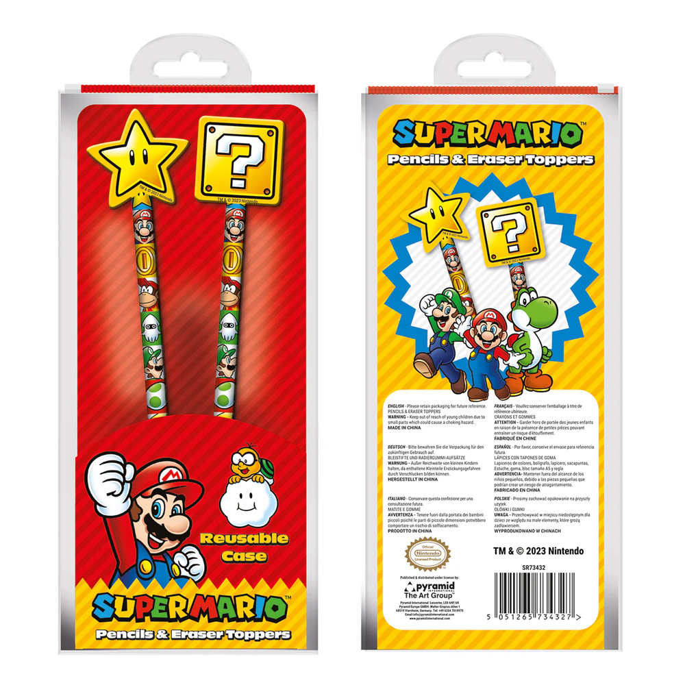 Super Mario set grafitnih olovaka sa gumicama - 2 komada