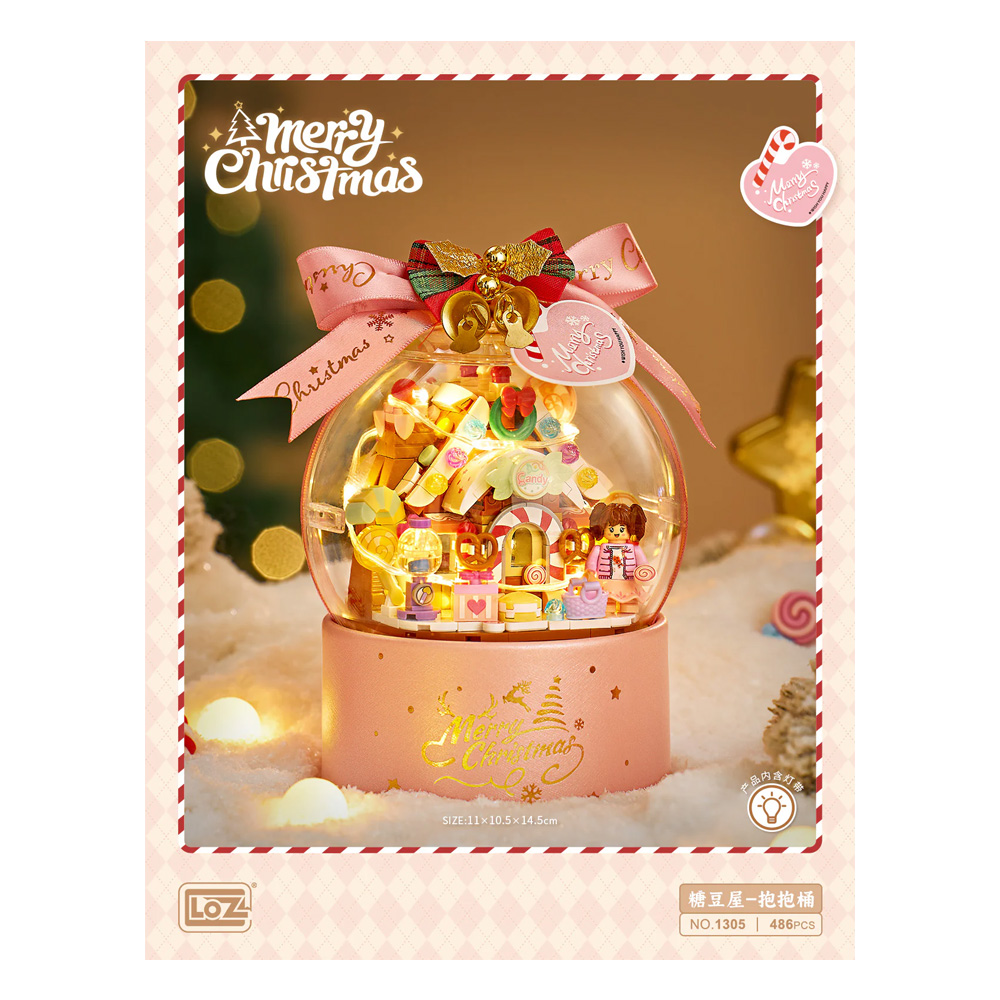 LOZ 1305 Christmas Candy House LED mini konstruktor, 486 delova