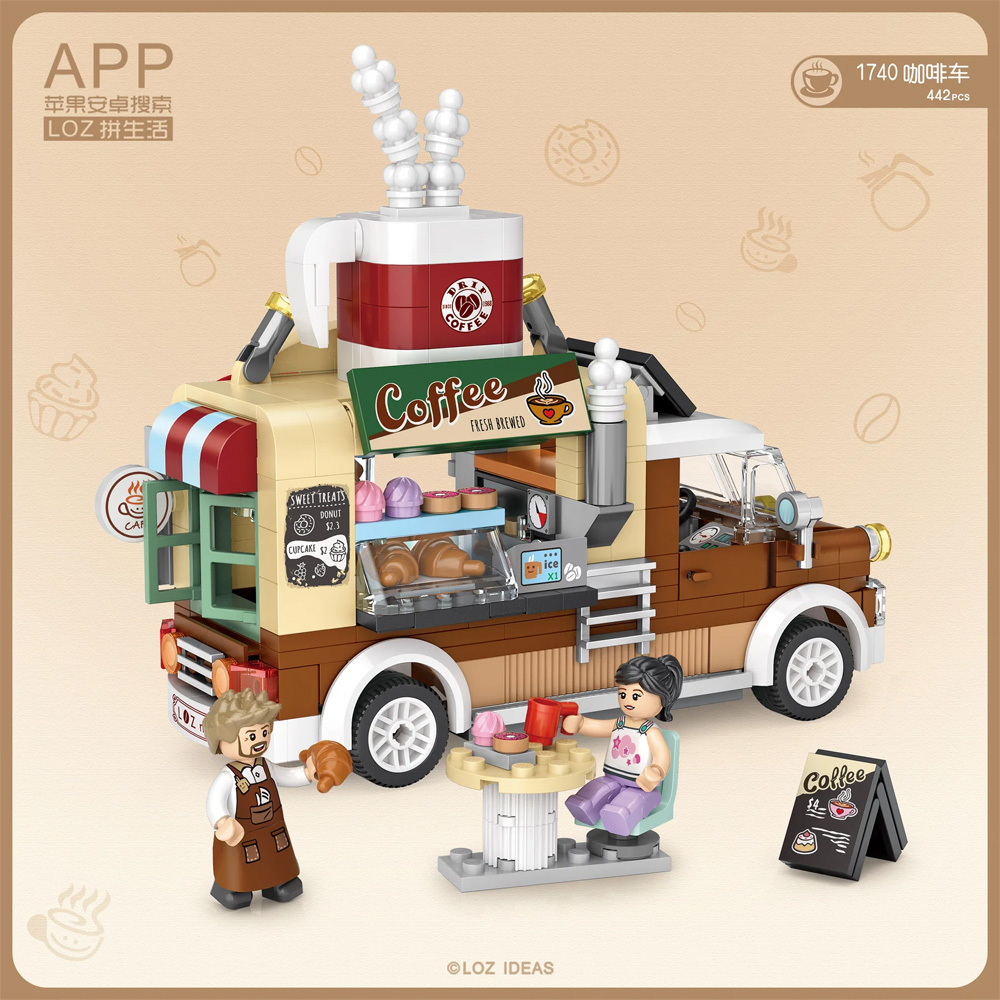 LOZ 1740 Coffee Truck mini konstruktor, 442 dela