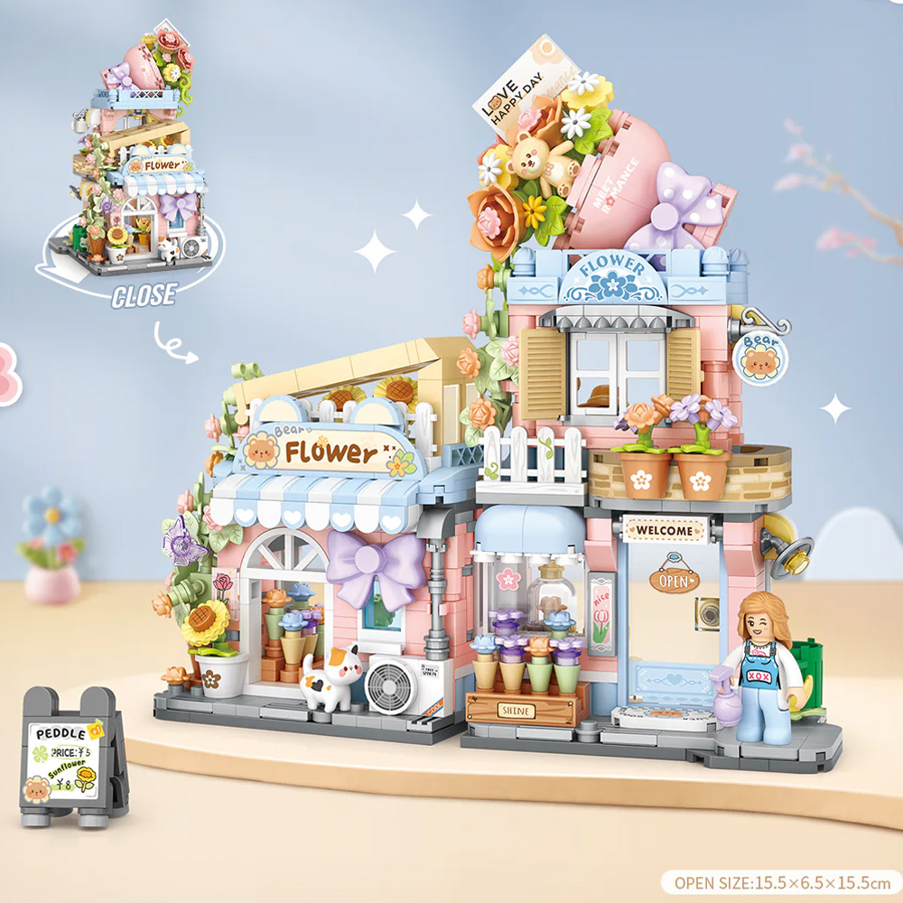LOZ 4802 Flower Shop preklopna ulična scena 854 delova