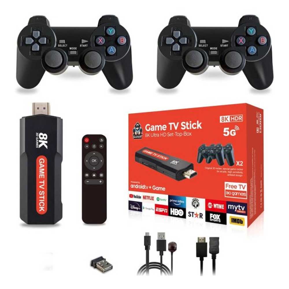 X2 Game TV Stick 8K HDR 5G retro igraća konzola za TV sa 2 kontrolera