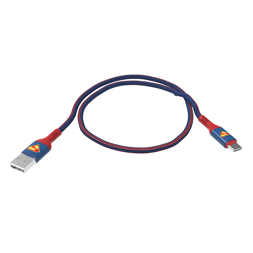 Moye Superman USB-A na USB-C kabl 1 m, pleteni, 12 W
