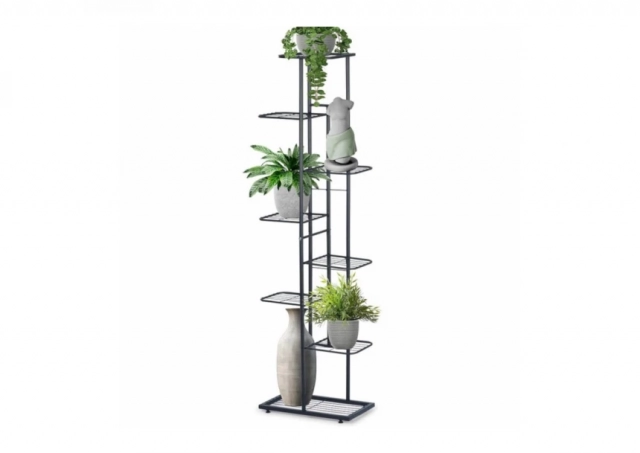 Vilde 569811 crni metalni stalak za cveće sa 8 nivoa, 142 cm
