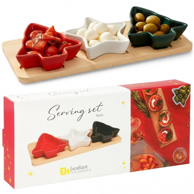 Vilde 139498 set od 3 porcelanske činije sa tacnom, motiv jelke