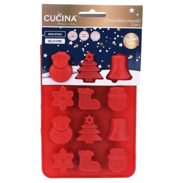 La Cucina 259112 silikonski kalup za praline, božićni motiv, 12 komada