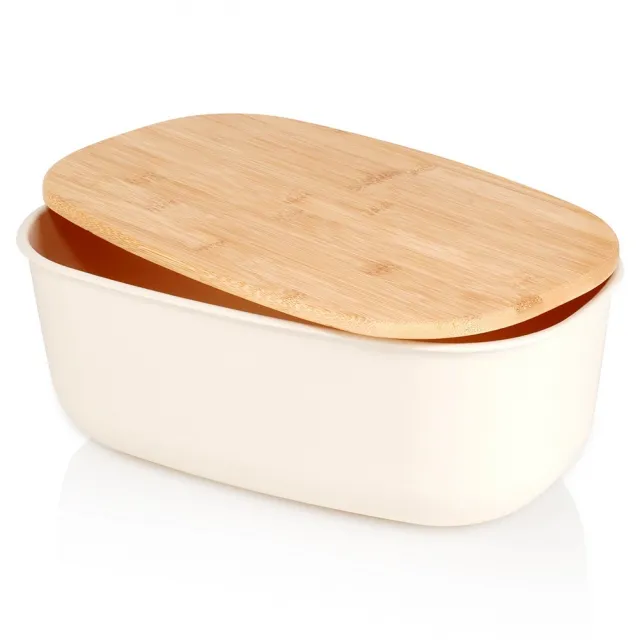 Vilde 259178 bež kutija za hleb sa bambusovom daskom 39 cm