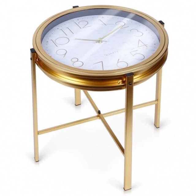 Home Styling Collection 569726 zlatni stočić sa satom, 42 × 40 cm