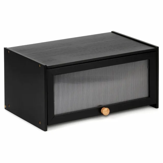Vilde 229319 crna kutija za hleb od bambusa 45 × 25 × 20 cm