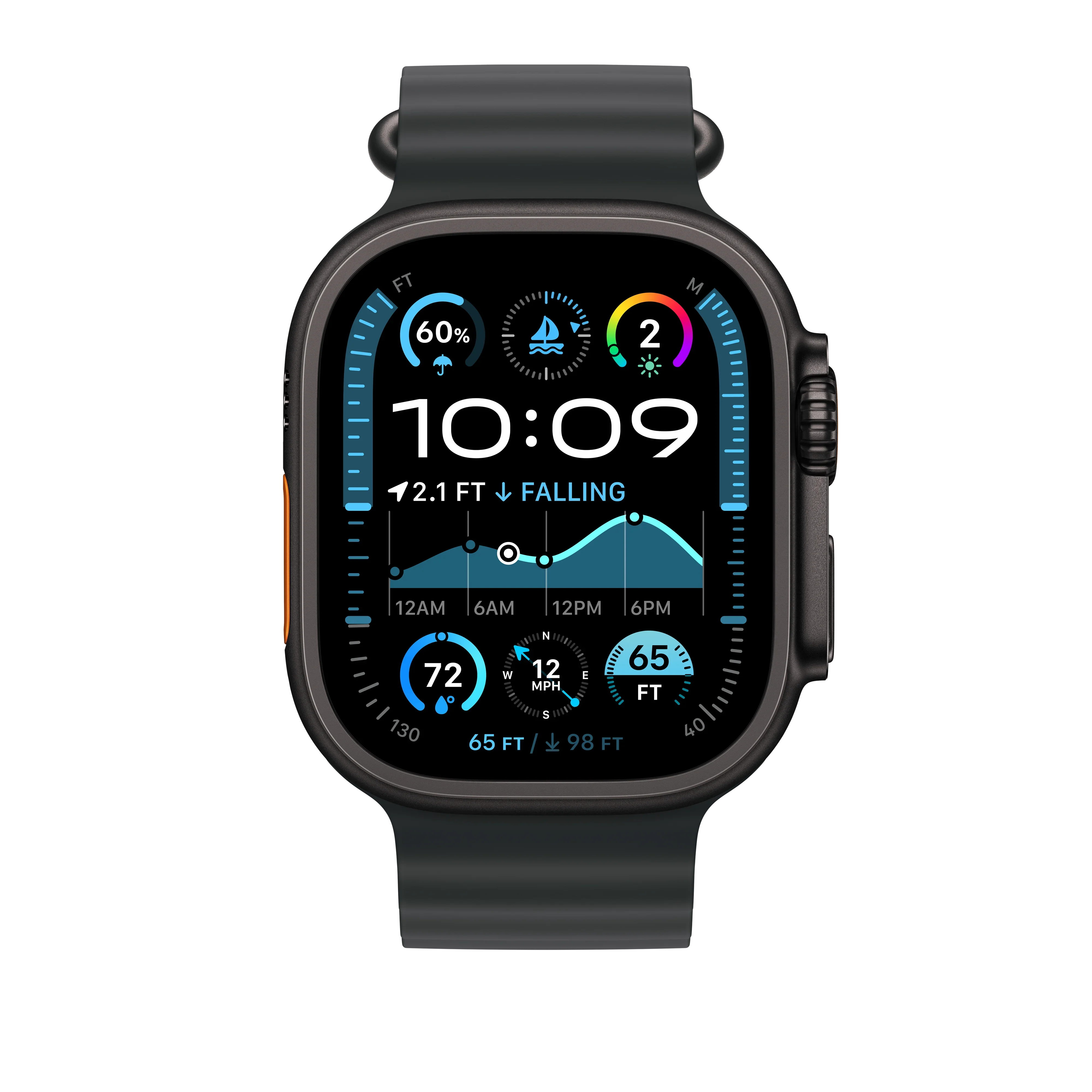 Apple Ocean Band MYPD3ZM/A za Apple Watch 49 mm – crna