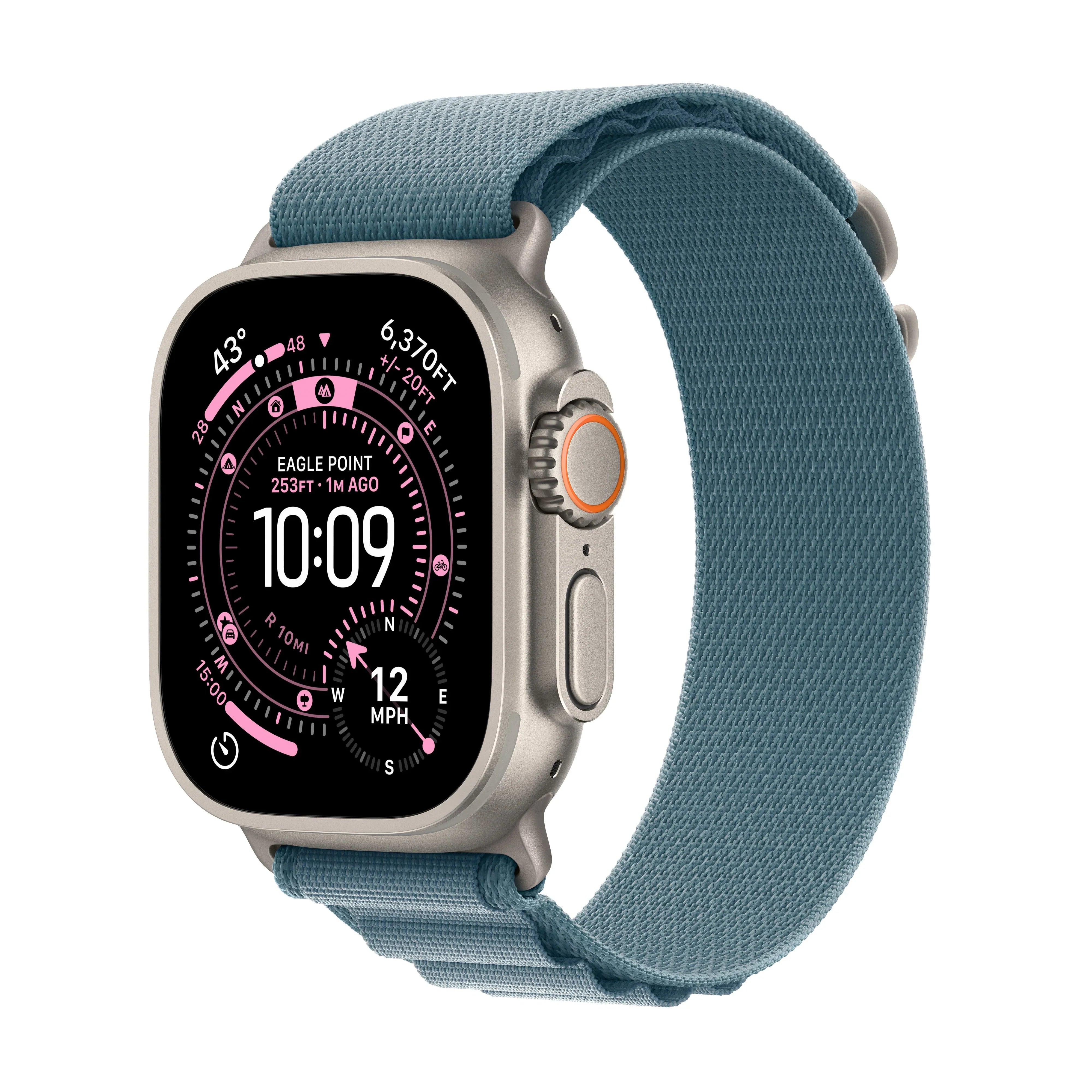 Apple Watch Ultra 3 GPS + Cellular 49 mm, prirodni titanijum sa Light Blue Alpine Loop M narukvicom