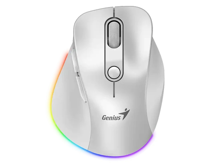 Genius Ergo 9000S Pro Pearl White bežični tihi miš Bluetooth/2,4 GHz